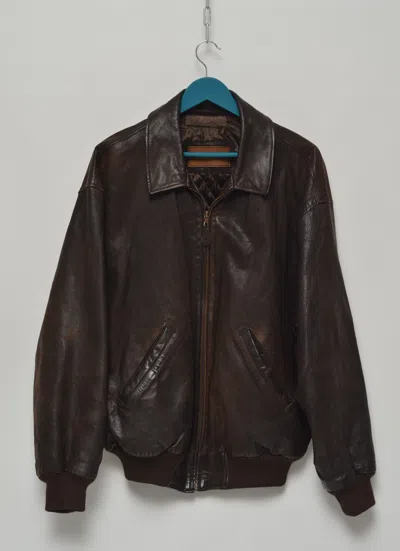 Pre-owned Leather Jacket X Vintage Octobre Vintage Genuine Leather Jacket Made In France In Brown