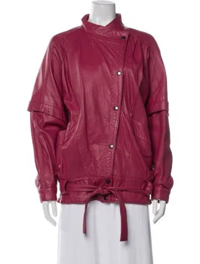 Pre-owned Leather Man Vintage Leather Bomber Jacket In Pink