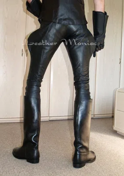 Pre-owned Leather Maniacs Leather Breeches Riding Breeches From Leather Lederbreeches W30 W32 W34 W36 W38 In Black Tones