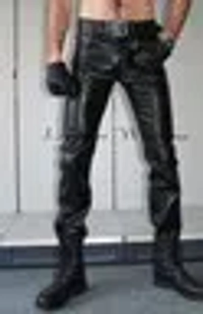 Pre-owned Leather Maniacs Leather Jeans 5-pocket Leather Trousers Leather Pants In Black