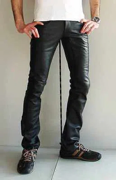 Pre-owned Leather Maniacs Leather Jeans Leather Pants Slim Fit Tight Five Pocket Jeans From Leather In Black