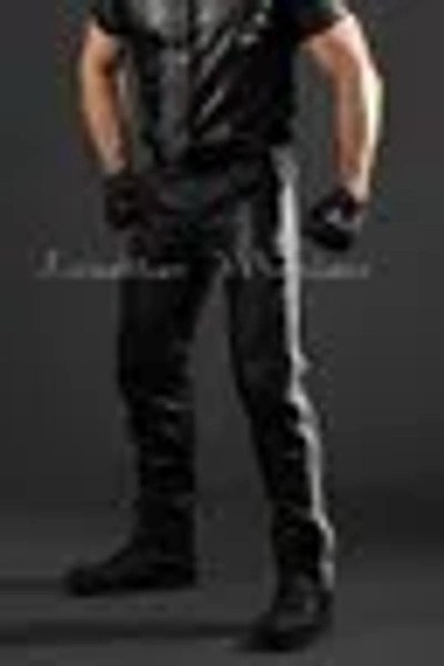 Pre-owned Leather Maniacs Leather Jeans With White Stripes Leather Pants Low Waist W30 W32 W34 W36 W38