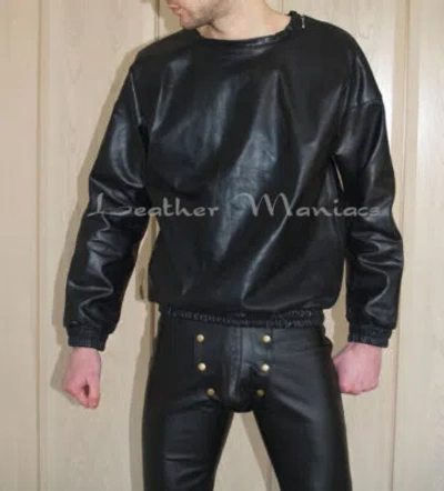 Pre-owned Leather Maniacs Leder-pullover Leather Sweater Lederpulli In Black Tones