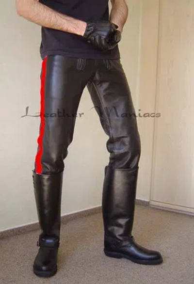 Pre-owned Leather Maniacs Leder-zunfthose Leather Jeans Leather Pants Carpenter Pants From In Black Tones