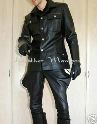 Pre-owned Leather Maniacs Uniform Jacket Uniform Leather Shirt Leather Jacket Lederuniform In Black