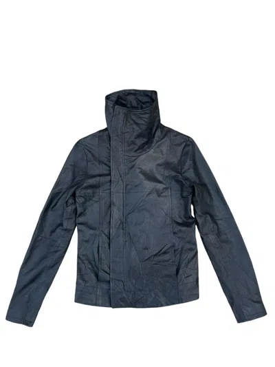 Pre-owned Leather Rovtski Japan Asymmetrical High Neck Goat  Jacket In Black