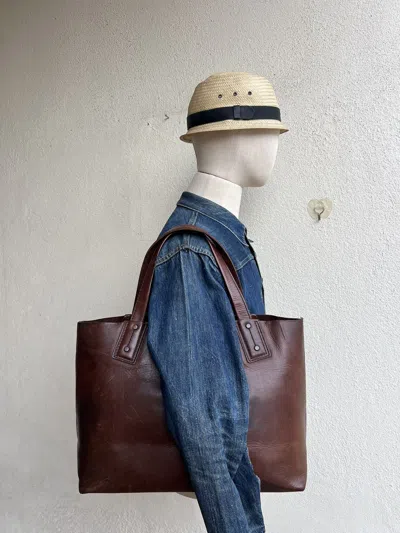 Pre-owned Leather Vintage Dakota Japan Patina Solid  Tote Bag In Brown