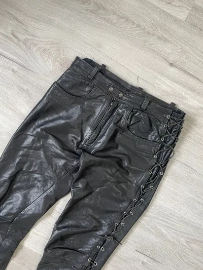 Pre-owned Leather Vintage  Lampas Pants Motorcycle In Black
