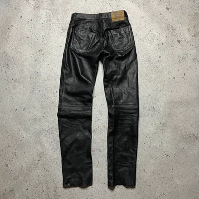 Pre-owned Leather X Levis Vintage 90's Levi's Leather Moto Nylon Pants Made In Korea In Black