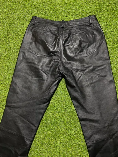 Pre-owned Leather X Vintage 90's Leather Pants Biker Streetwear Style Size 34 In Black