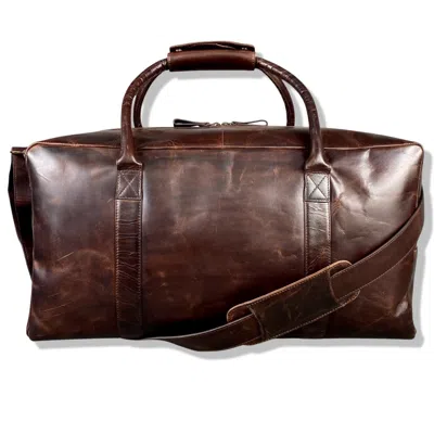 Leatherco. Men's Brown Large Cognac Leather Weekend Holdall