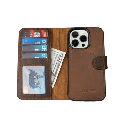 Leathere Iphone Onalti Series Dark Brown Wallet Case - New York