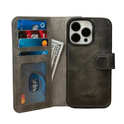 Leathere Iphone Onalti Series Grey Leather Wallet Case - New York In Brown
