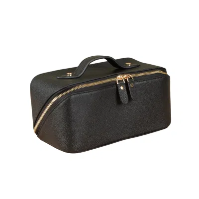 Leathere Luxury Leather Travel Vanity Case – Elegant & Spacious- Black- San Jose