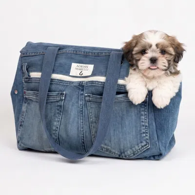 Leathere Women's Blue Brooklyn Heritage Upcycled Denim Pet Carrier - Indigo
