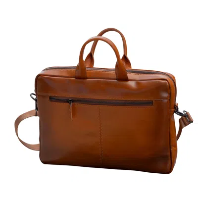 Leathere Women's Classic Leather Laptop Bag - Camel Brown - Hollywood