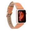 Leathere Women's Classic Light Tan Leather Apple Watch Band - Dallas In Black/brown