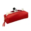 Leathere Women's Elegant Leather Makeup Bag - Red - Aurora In Red