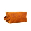 Leathere Women's Green Handmade Leather Makeup Bag - Golden-brown - Minneapolis
