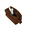 Leathere Women's Handmade Leather Makeup Bag -  Rich Brown- Minneapolis