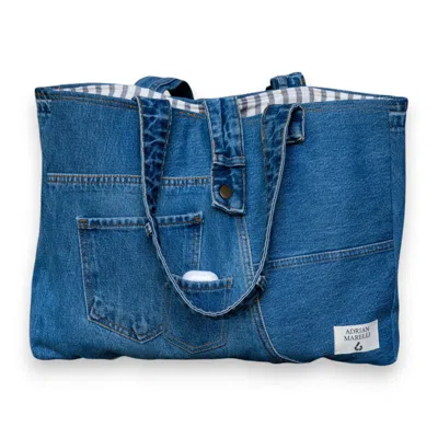 Leathere Women's Heritage Denim Tote Upcycled Blue