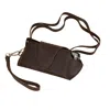Leathere Women's Leather Sunglass Case With Wrist Strap - Dark Brown - Denver