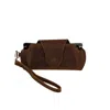 Leathere Women's Leather Sunglass Case With Wrist Strap - Rich Dark Brown - Denver