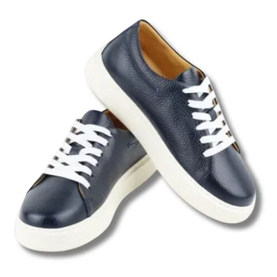 Leathere Women's  Signature Sneaker - Navy Blue - Soho In Black