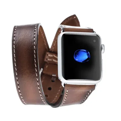 Leathere Women's Luxury Double Wrap Brown Leather Apple Watch Band - San Diego