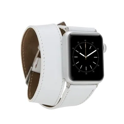 Leathere Women's Luxury Double Wrap White Leather Apple Watch Band - San Diego