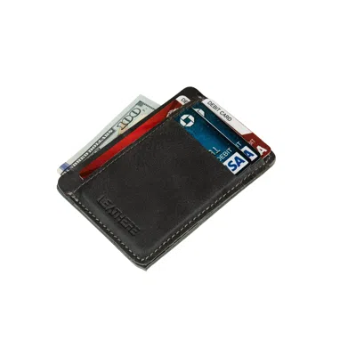 Leathere Women's Minimalist Leather Cardholder Wallet - Dark Green - Carmel
