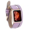 Leathere Women's Pink / Purple Luxury Double Wrap Purple Leather Apple Watch Band - San Diego In Pink/purple