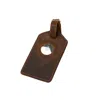 Leathere Women's Premium Leather Airtag Luggage Tag - Dark Brown - Clovis
