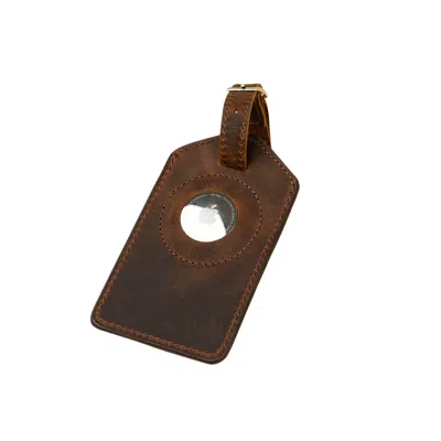 Leathere Women's Premium Leather Airtag Luggage Tag - Dark Brown - Clovis