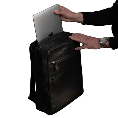 Leathere Women's Premium Leather Laptop Backpack - Black - Edinburg