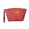 Leathere Women's Red Handmade Leather Makeup Bag - Burgundy - Savannah
