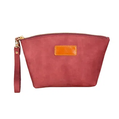 Leathere Women's Red Handmade Leather Makeup Bag - Burgundy - Savannah