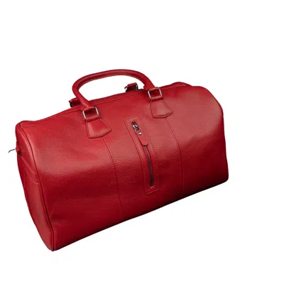 Leathere Women's Vintage Leather Weekender Bag - Red - Edison