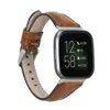 Leathere Women's White Classic Rich Caramel Brown Leather Apple Watch Band - Dallas In White