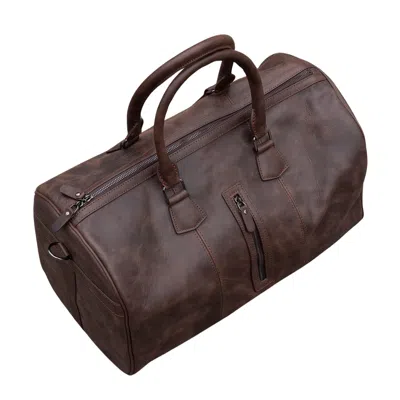 Leathere Women's Yellow / Orange Vintage Leather Weekender Bag - Dark Brown - Edison