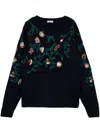 Leathersmith Of London Floral Intarsia-knit Jumper In Blue