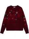 Leathersmith Of London Floral Intarsia-knit Jumper In Red