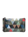 Leathersmith Of London Geometric-pattern Pebbled Leather Wallet In Blue