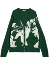 Leathersmith Of London Intarsia-knit Wool Cardigan In Green