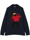 Leathersmith Of London Intarsia-knit Wool Jumper In Blue