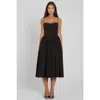 Leau Ballerina Bustier Midi Dress In Black