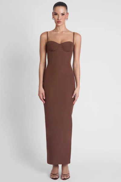 Leau Belle Bustier Midi Dress In Brown