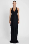 Leau Cascade Drape Gown In Black