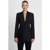 Leau Classic Column Tailored Belted Blazer In Black