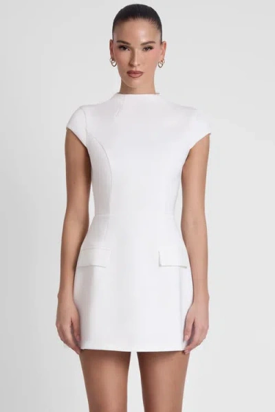Leau Cote Cap Sleeve Pocket Mini Dress In White